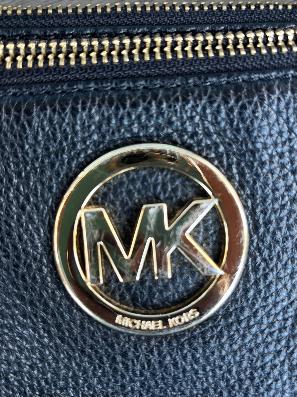 Michael Kors Black Pebbled Leather Crossbody with Gold MK Emblem - Picture 2 of 8